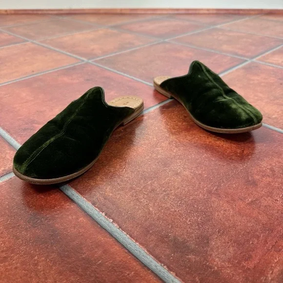 Sabah House Green Velvet Palazzo Slippers Size 37 - Picture 7 of 13